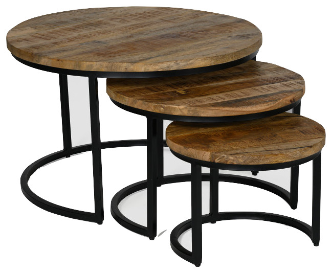 Troika Nesting Table Set of 3   Industrial   Coffee Table Sets   by Union Home  Houzz