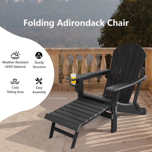 Tangkula Adirondack Chair W ergonomic Design amp ottoman Outdoor Armchair Hdpe Chair For Yard amp patio Black coffee grey turquoise white