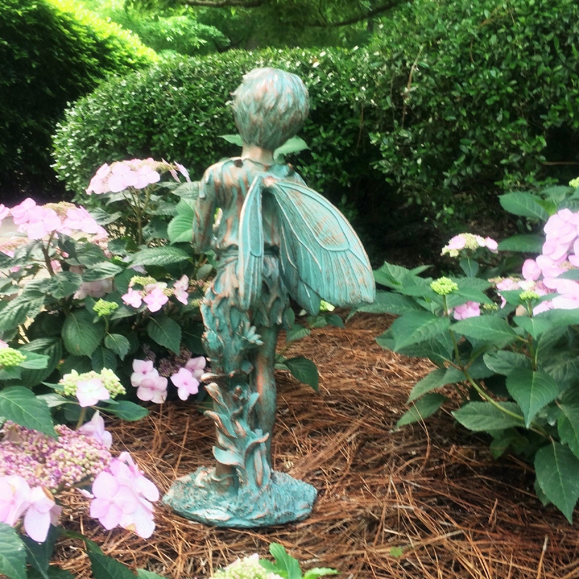 Homestyles 22"H Peter Boy Fairy in Bronze Patina Home Patio & Garden Extra Large Statue