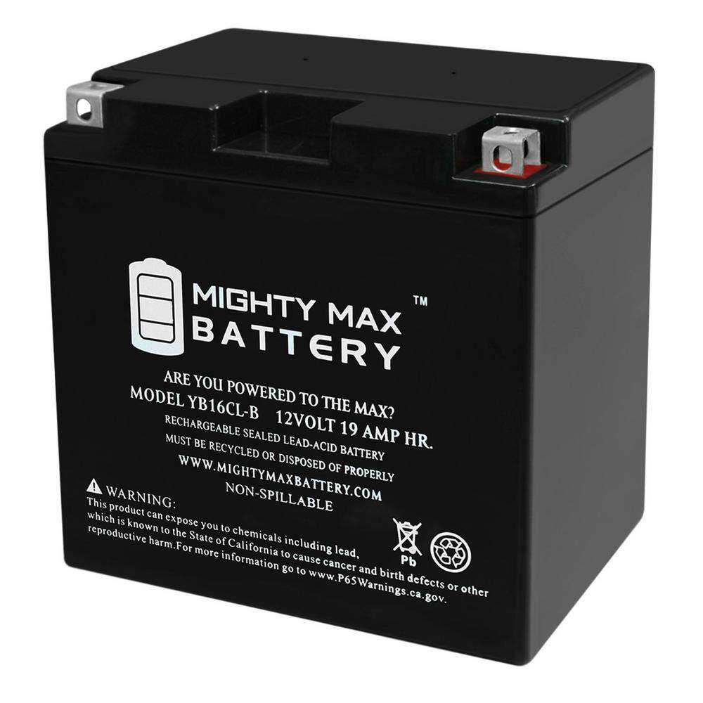 MIGHTY MAX BATTERY 12-Volt 19 Ah 250 CCA High Performance Rechargeable Sealed Lead Acid (SLA) Powersport Battery YB16CL-B