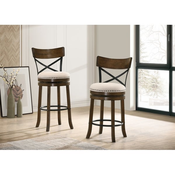 Furniture of America Heidi Modern Farmhouse Swivel Barstools Set of 2