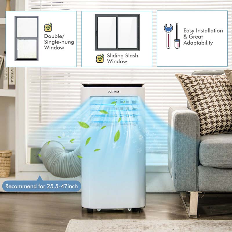 9000 BTU 3-in-1 Portable Air Conditioner Air Cooler Fan Dehumidifier with 4 Modes & 2 Speeds, 24H Timer