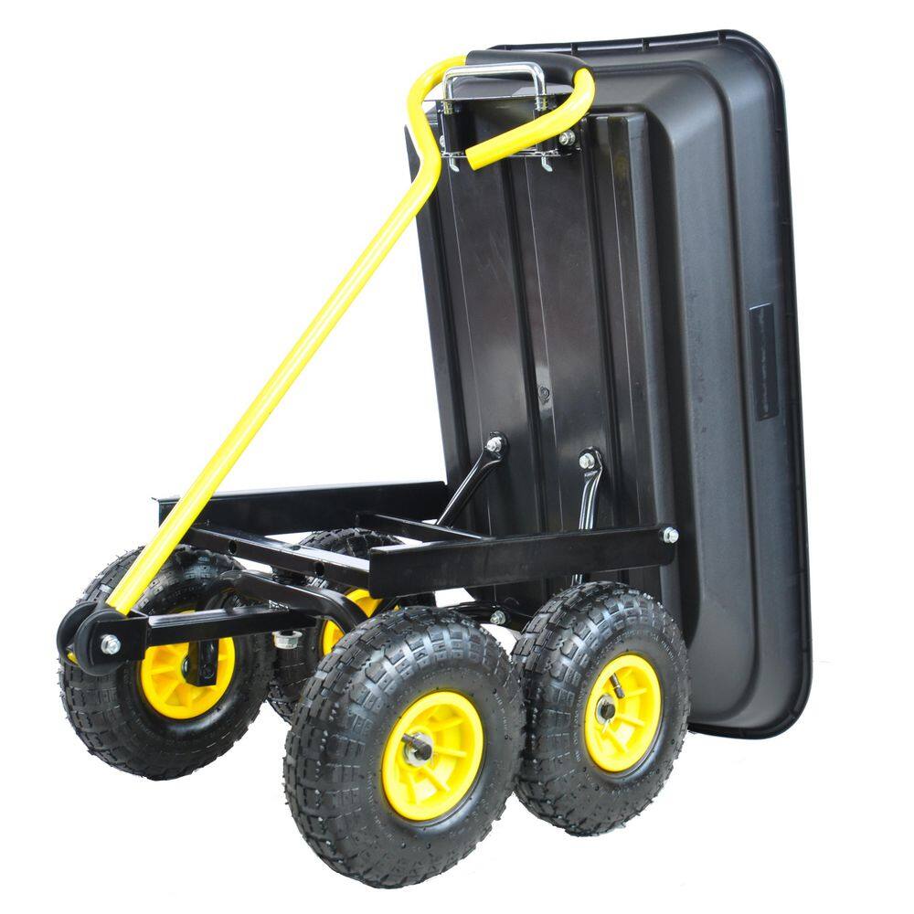 Tidoin 2.2 cu.ft. Metal Portable Cart in Black and Yellow QD-YDW2-303