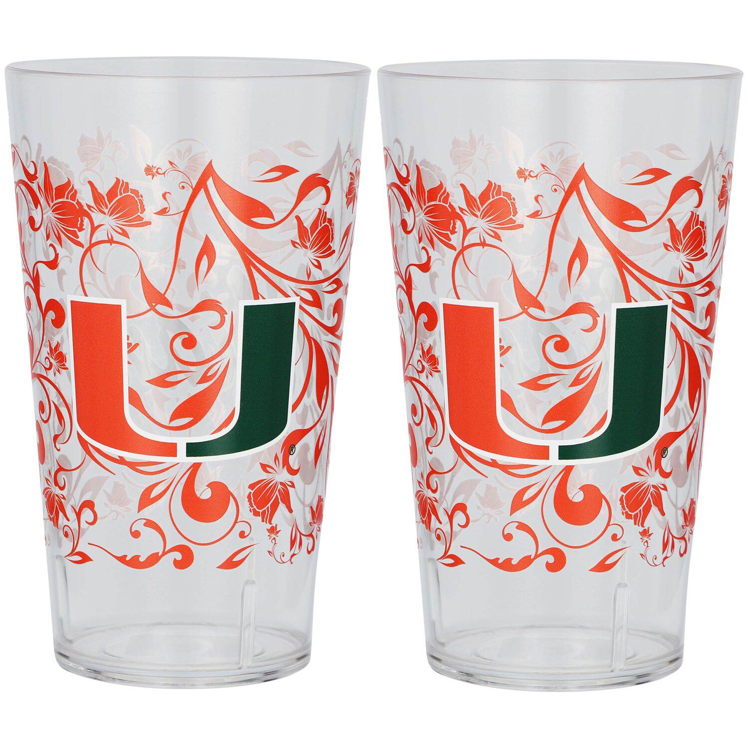 Miami Hurricanes 24oz. Two-Pack Tritan Floral Tumbler Set