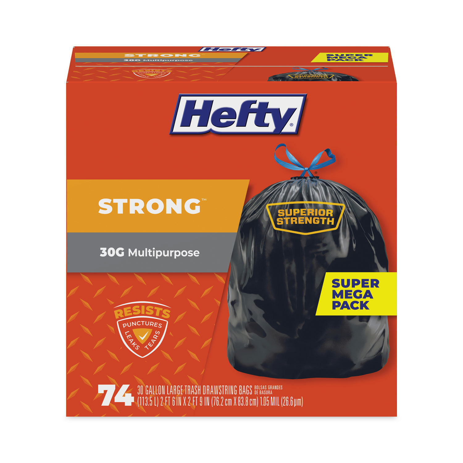 Strong Multipurpose Drawstring Trash Bags by Heftyandreg; PCTE85274