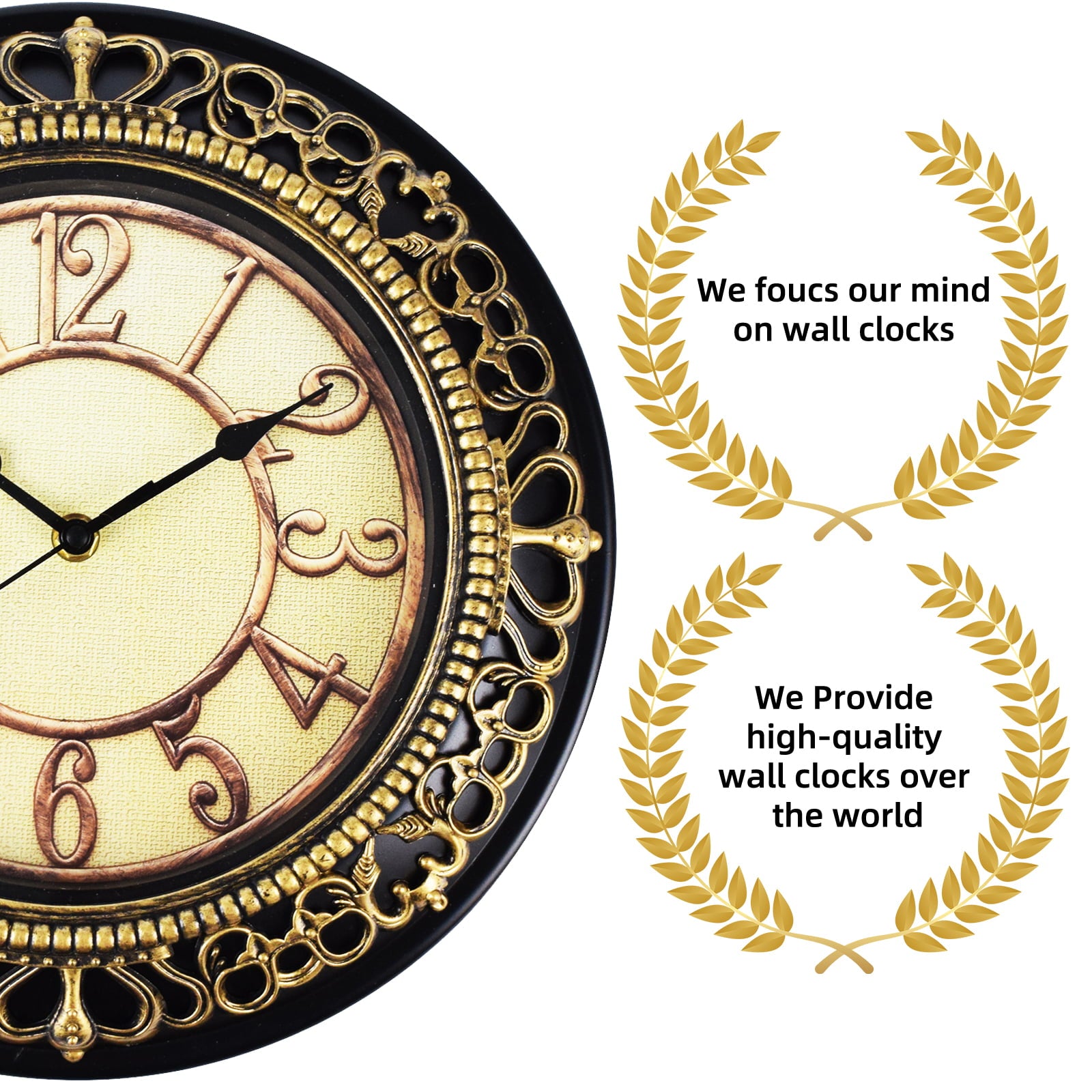 Wall Clock for Living Room Decor Battery Operated，12 Inches Round Silent Non Ticking Clock for Kitchen Home Office