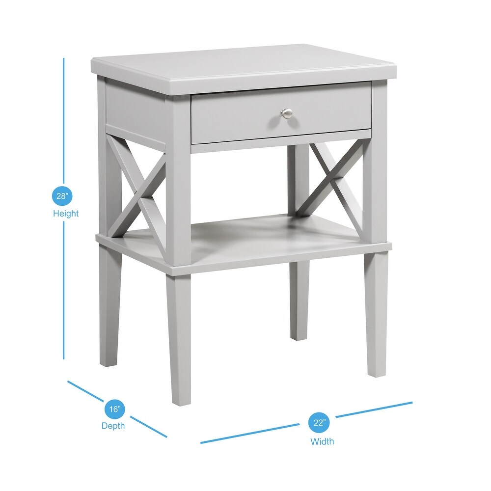 Madison Double Bed Table Simple Side Table with 1 Drawer and Open Shelving Small Bedroom Dresser Accent Table Chair Side