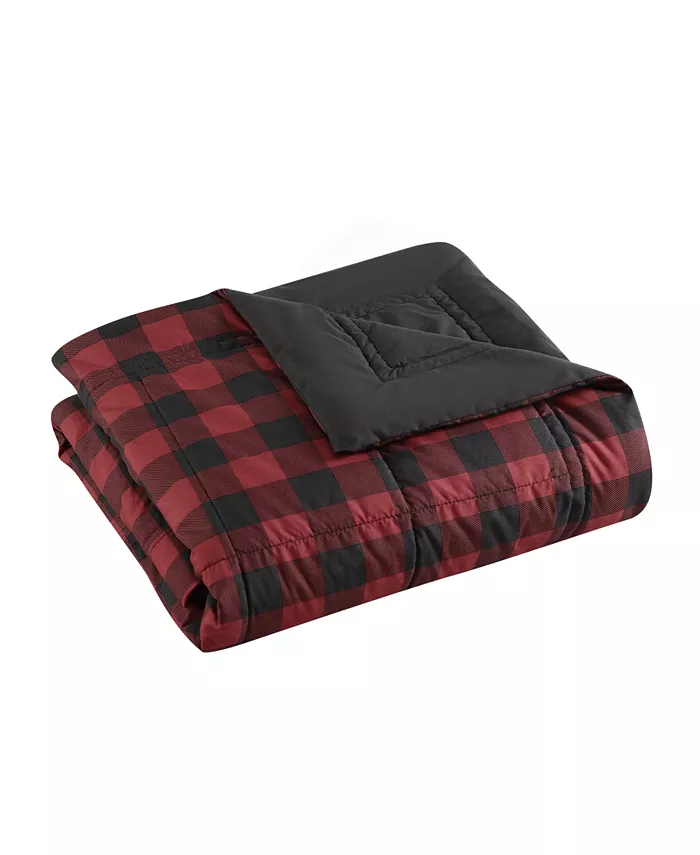 Eddie Bauer CLOSEOUT! Mountain Plaid Red Down Alternative Reversible Blanket， Twin