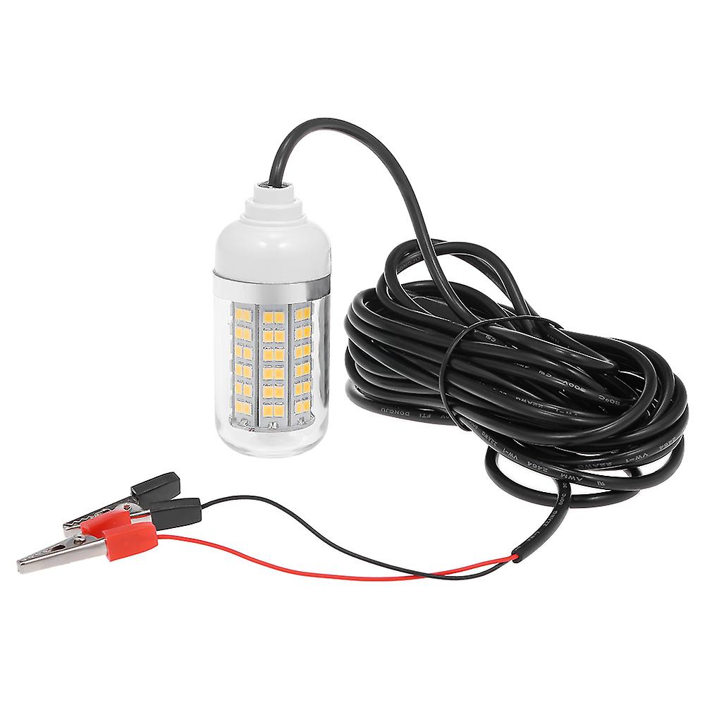 12v 15w Underwater Fishing Attract Light Led Lamp Fish Finding System Light With 30ft Power Cord And Battery Clip