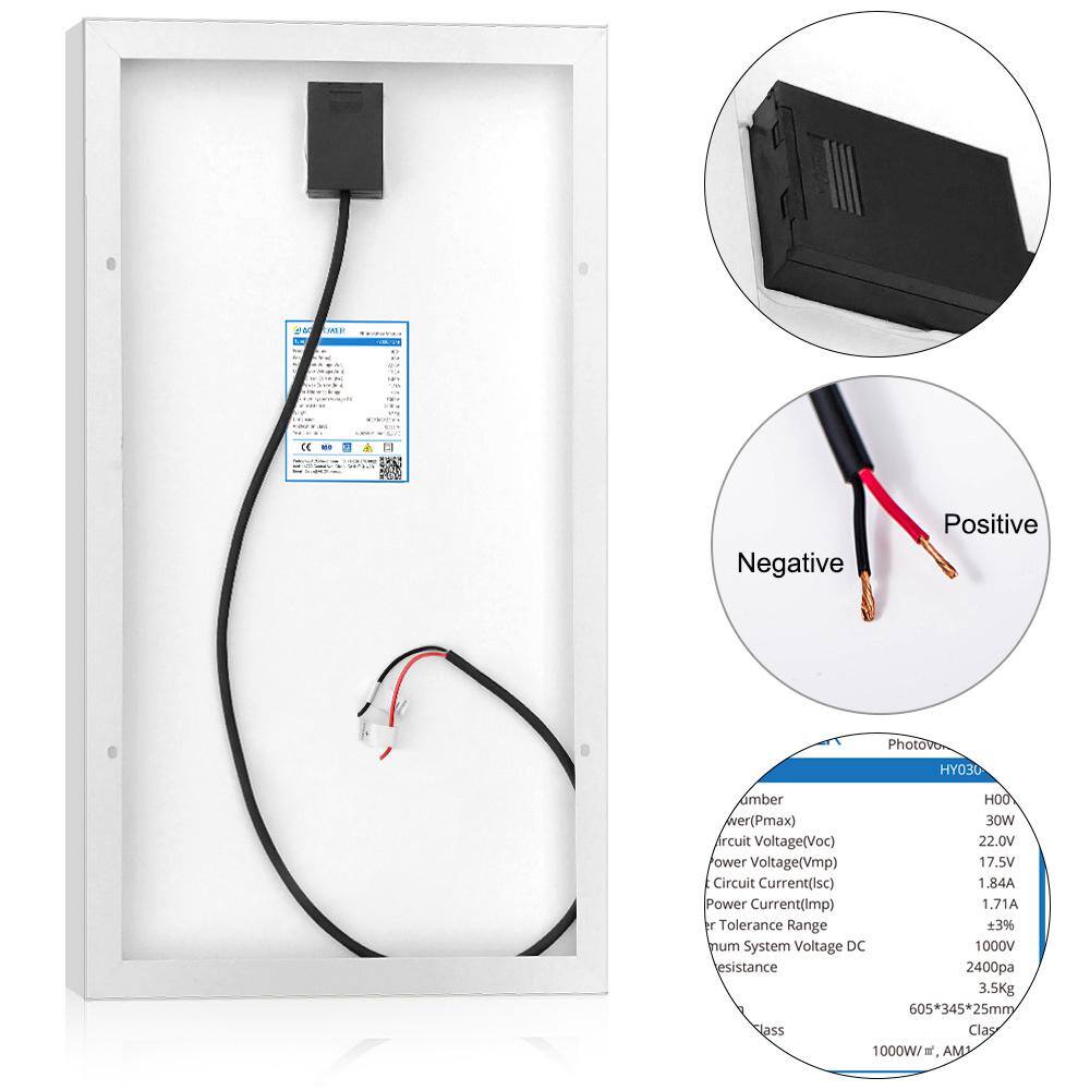 ACOPower 30-Watt 12-Volt Mono Solar Panel Compatible with Portable Chest Fridge Freezer Cooler HY030-12M