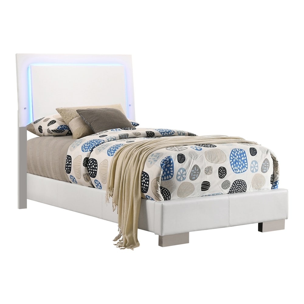 Coaster Furniture Felicity White California King Panel Bed with LED Lighting