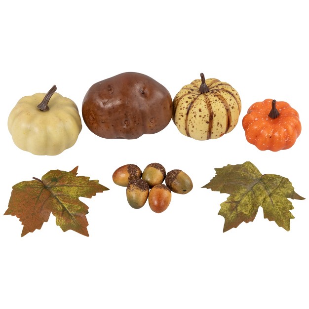 Northlight 10 piece Autumn Harvest Artificial Pumpkin Acorn And Leaf Decoration Set