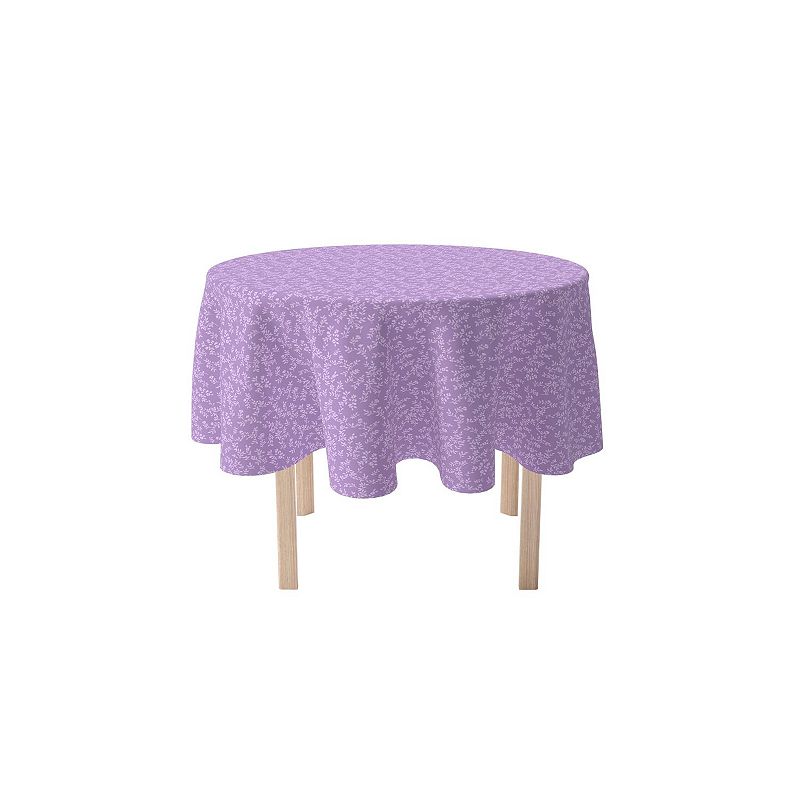 Round Tablecloth， 100% Polyester， 70 Round， Purple Vines