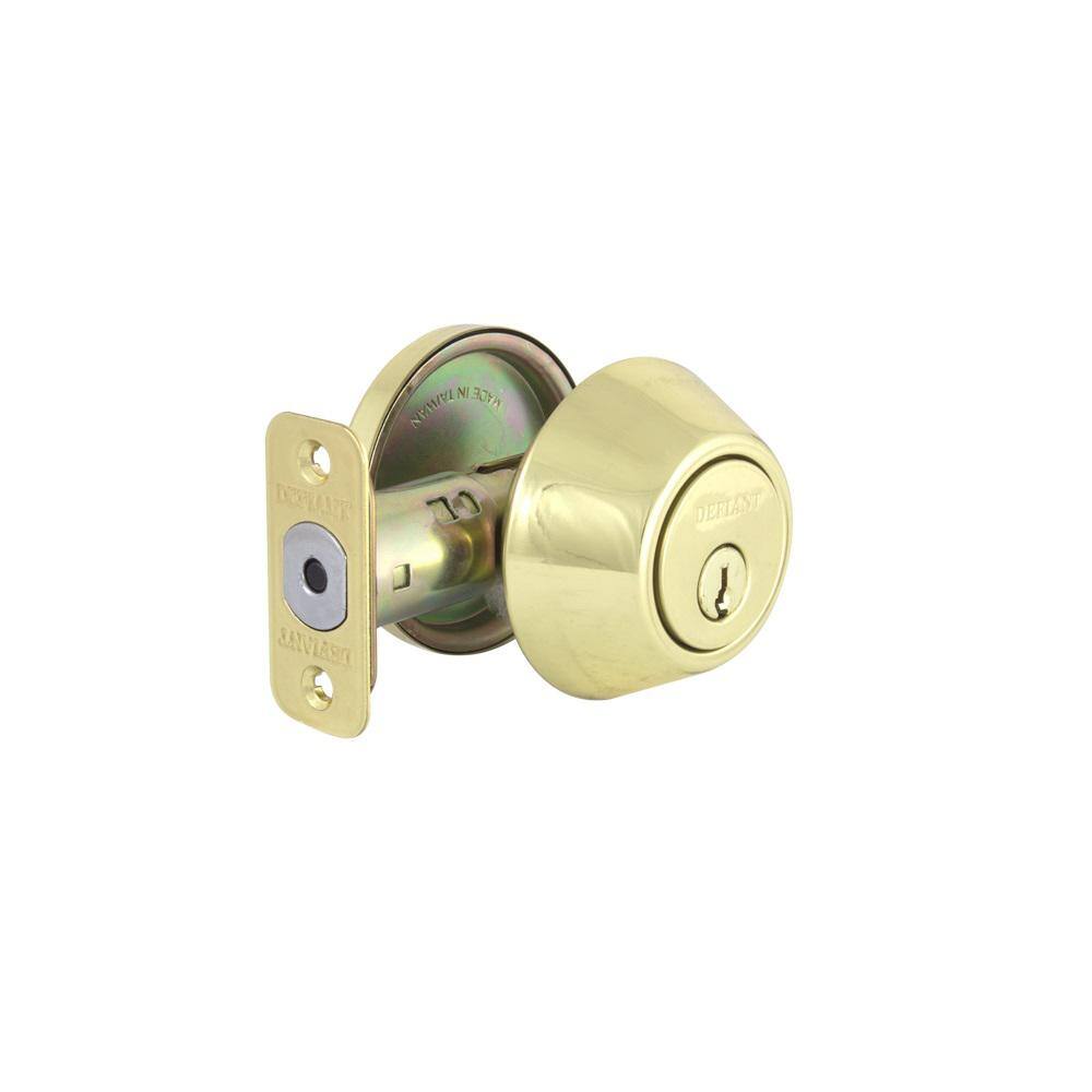 Defiant Single Cylinder Polished Brass Deadbolt DL71