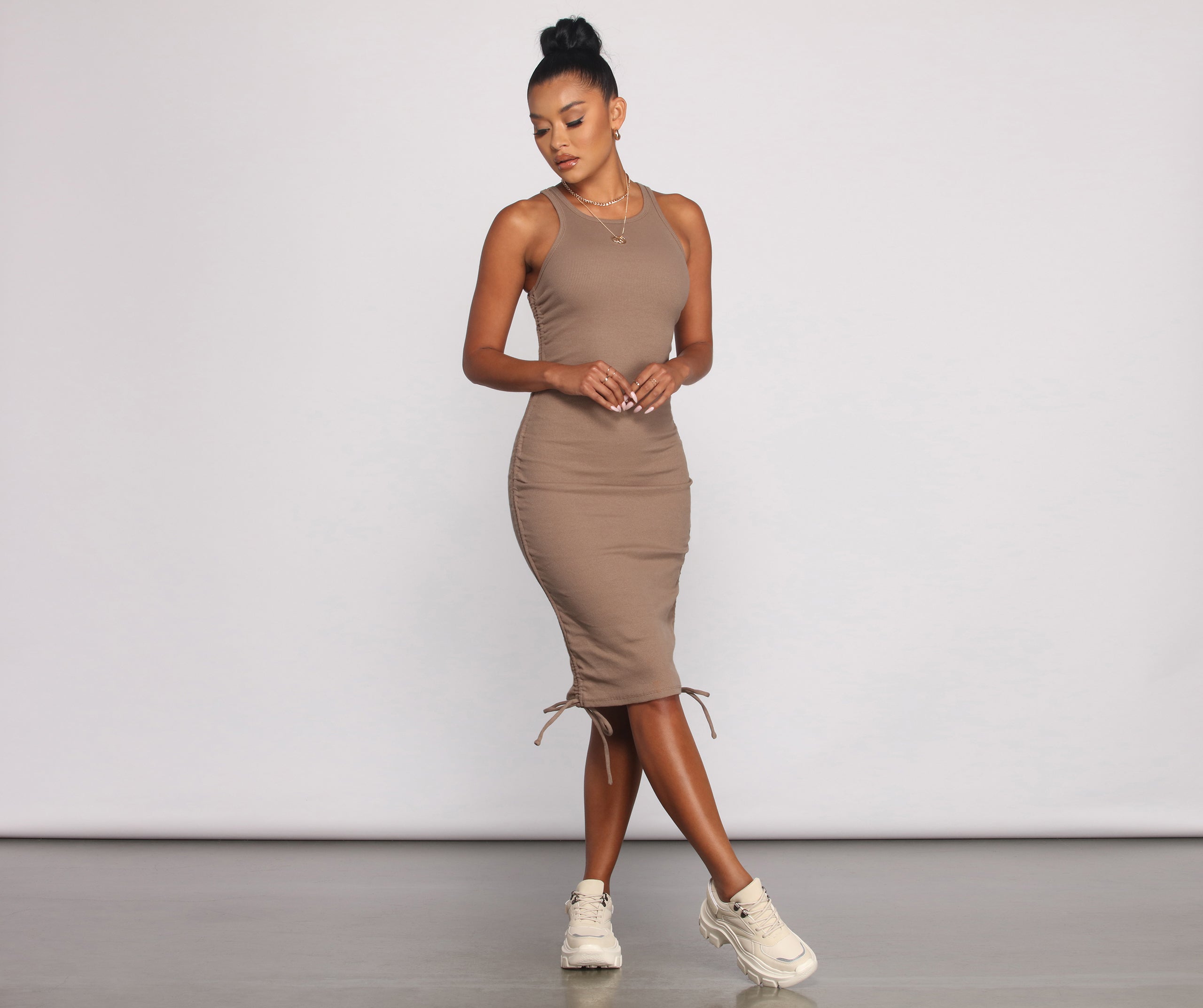 Effortless Everyday Ruched Knit Mini Dress