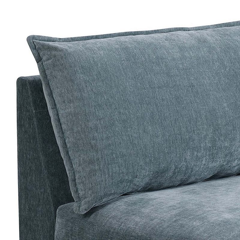 Rio 33 Inch Modular Armless Sofa Chair， Lumbar Cushion， Slate Blue Fabric