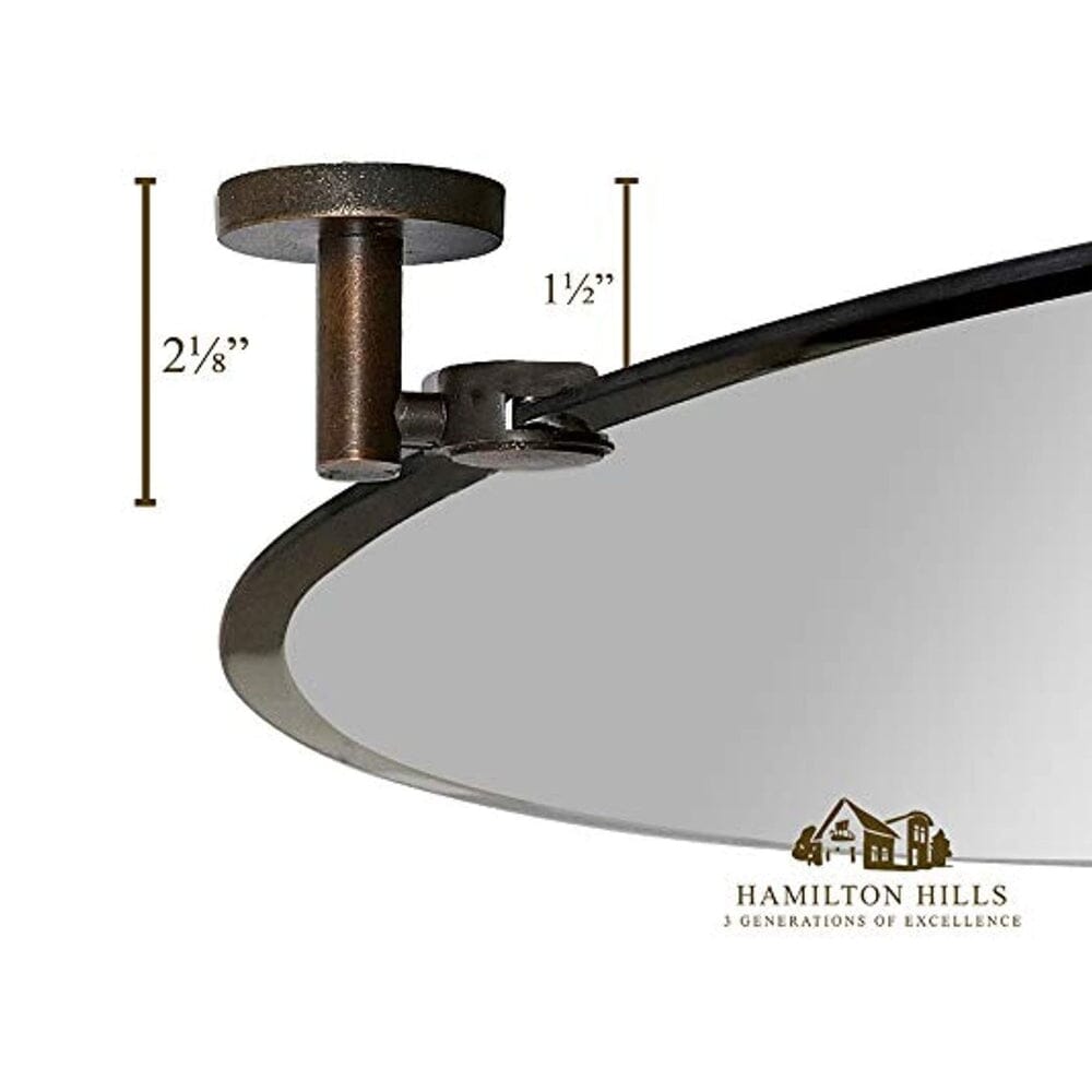 Large Pivot Oval Mirror with Oil Rubbed Bronze Wall Anchors 24