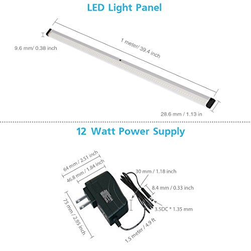 EShine LED Dimmable Under Cabinet Lighting - Extra Long 40 Inch Panel， Hand Wave Activated - Touchless Dimming Control， Cool White (6000K)