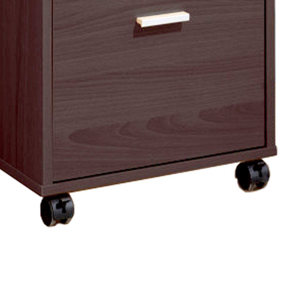 Benjara Dark Brown Mobile Storage File Cabinet BM148739