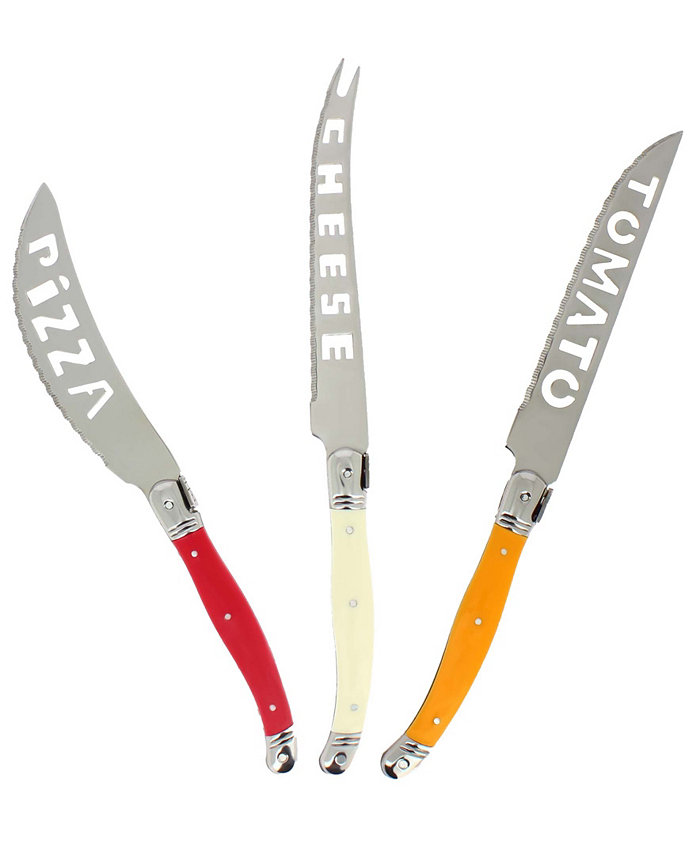 French Home Laguiole Pizza Tomato and Cheese Knife Tuscan Sunset Set of 3