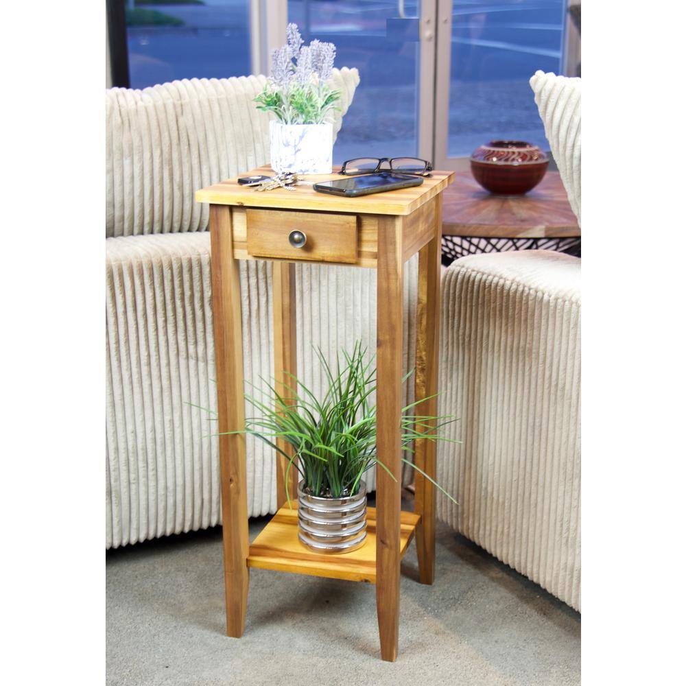 Solid Acacia Wood 27 in. Natural Plant Table VTTFT0031NL