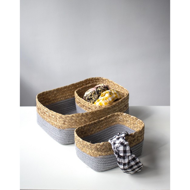 Set Of 3 Grey Dalton Organizer Baskets Gray Shiraleah