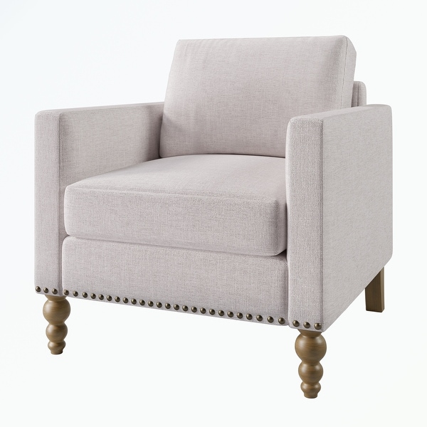 Linen Armchair Accent Chair with Wooden Legs