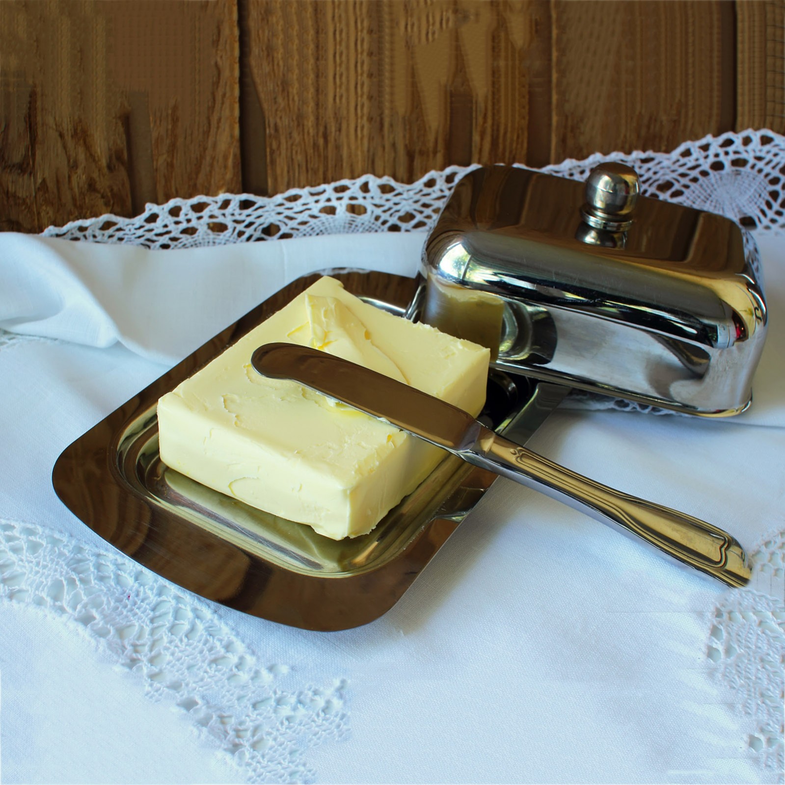 Jsaert Butter Dish Made of Brushed Stainless Steel Dishwasher-safe for Kitchen