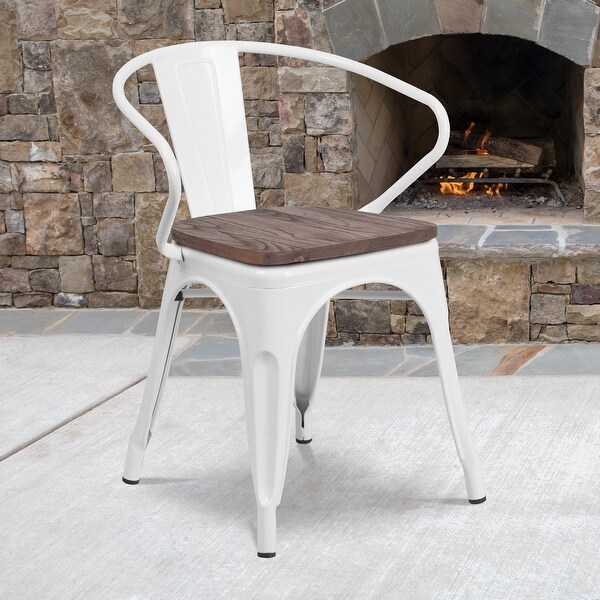 Metal Chair with Wood Seat and Arms