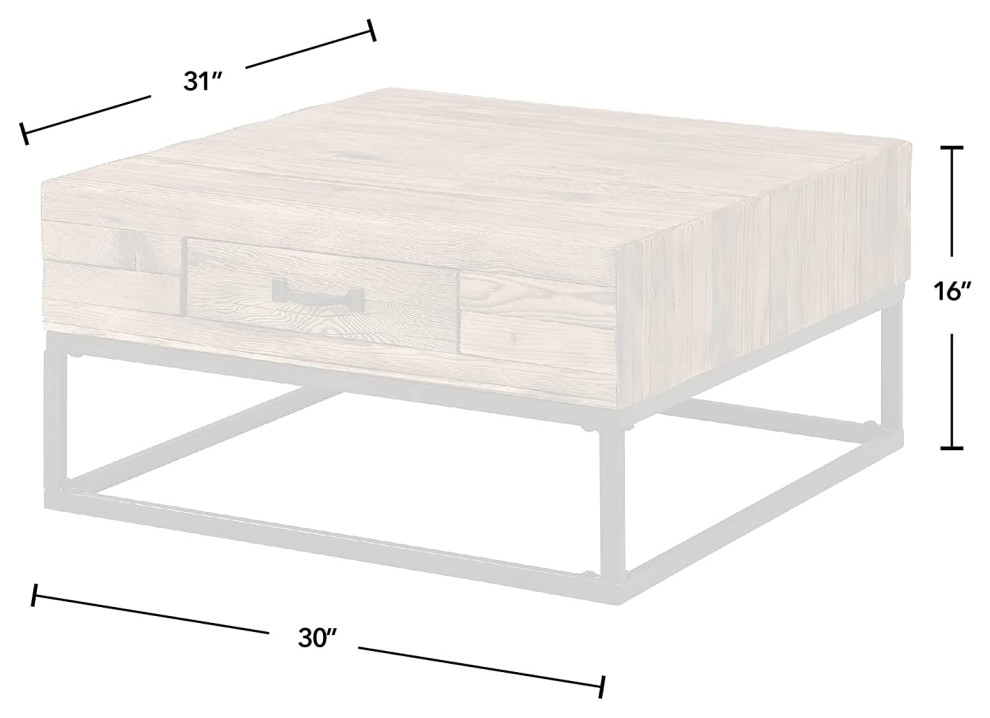 Industrial Coffee Table  Metal Frame With Drawer  ampPlank Top  Rustic Natural   Transitional   Coffee Tables   by Declusia  Houzz