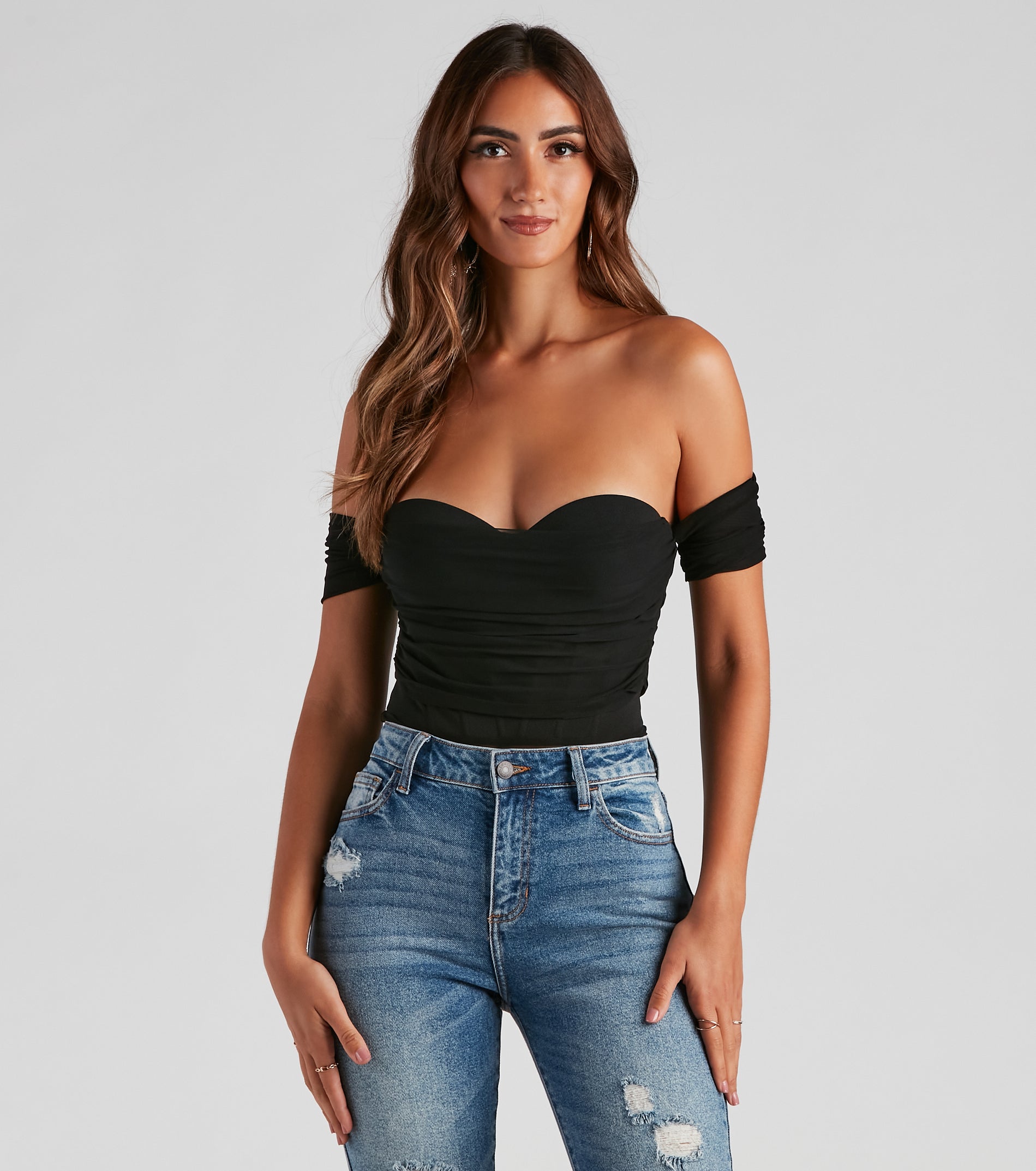 Another Date Mesh Bustier Bodysuit