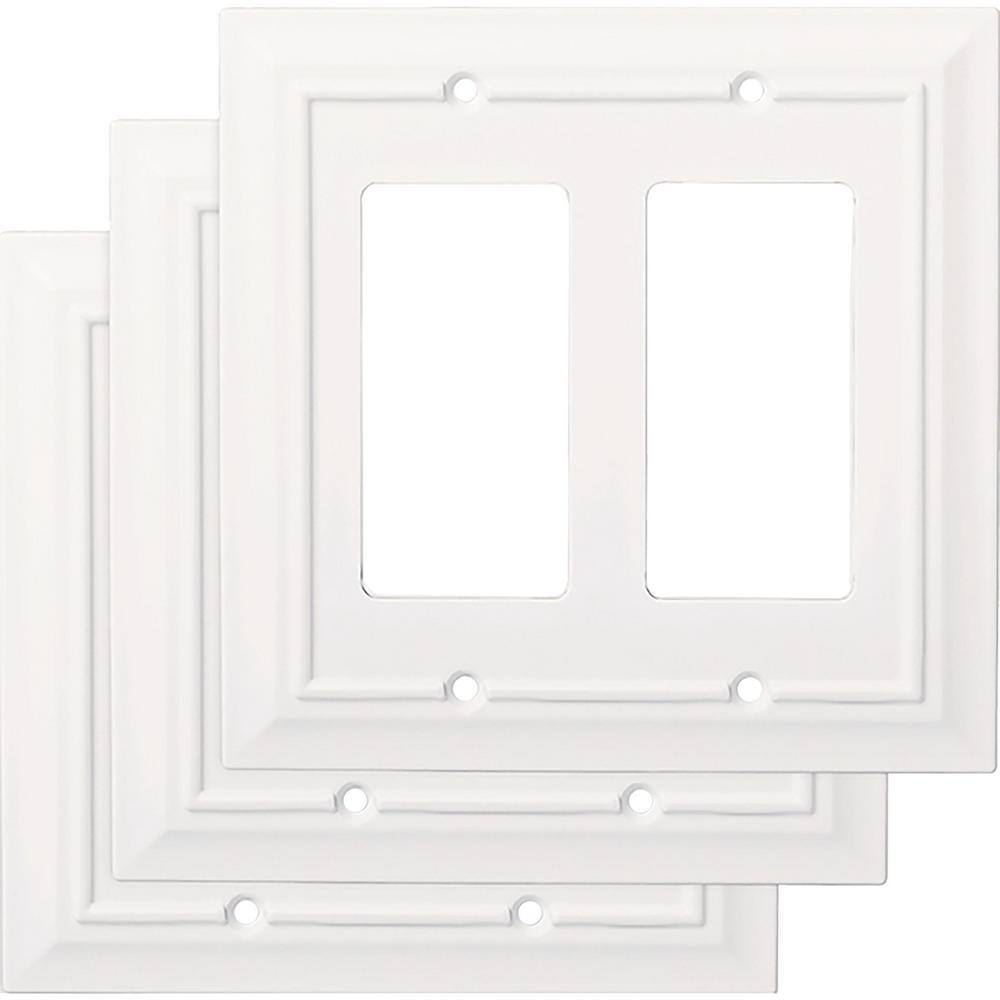 Hampton Bay Derby 2-Gang Light SwitchToggle Plate White (3-Pack) W31561C-W-K3