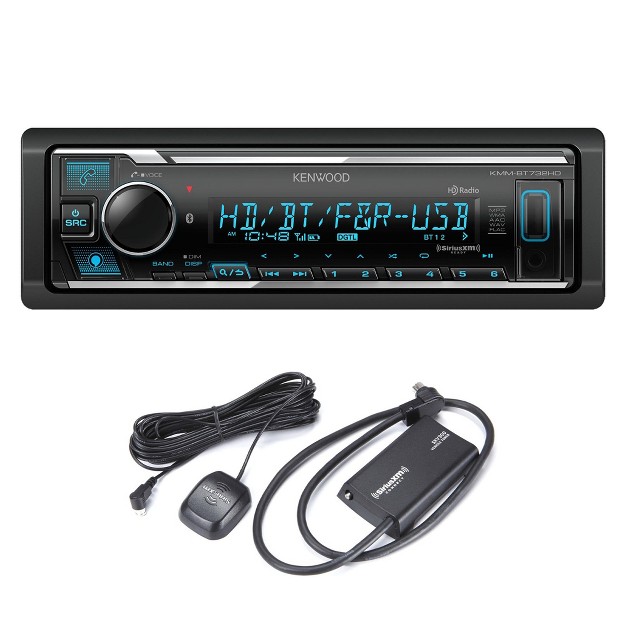 Kenwood Kmm bt732hd Bluetooth Hd Radio Ft amp Rear Usb Din Media Receiver no Cd With A Sirius Xm Sxv300v1 Connect Vehicle Tuner Kit For Satellite R