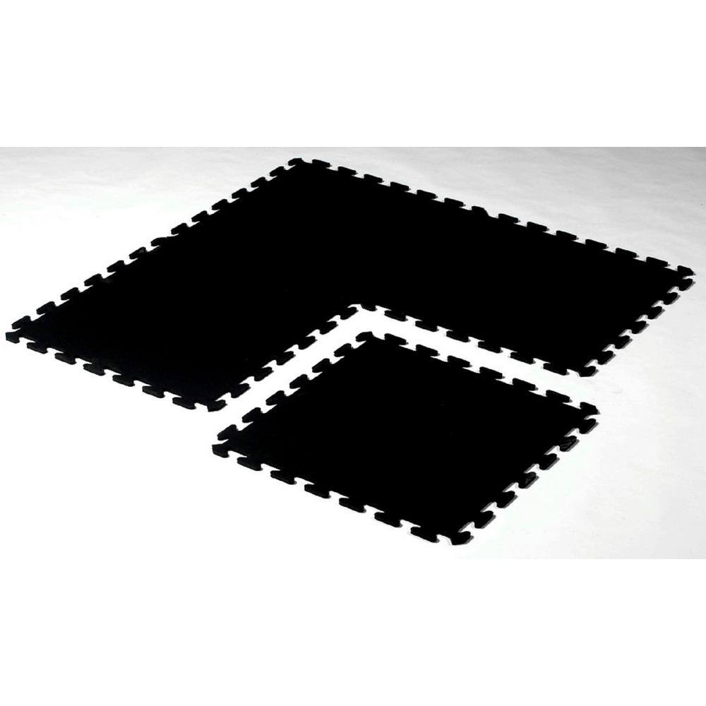 Solid Black 24 in. x 24 in. Recycled Rubber Center Floor Tile (24 sq. ft.) EZFLEX8BK