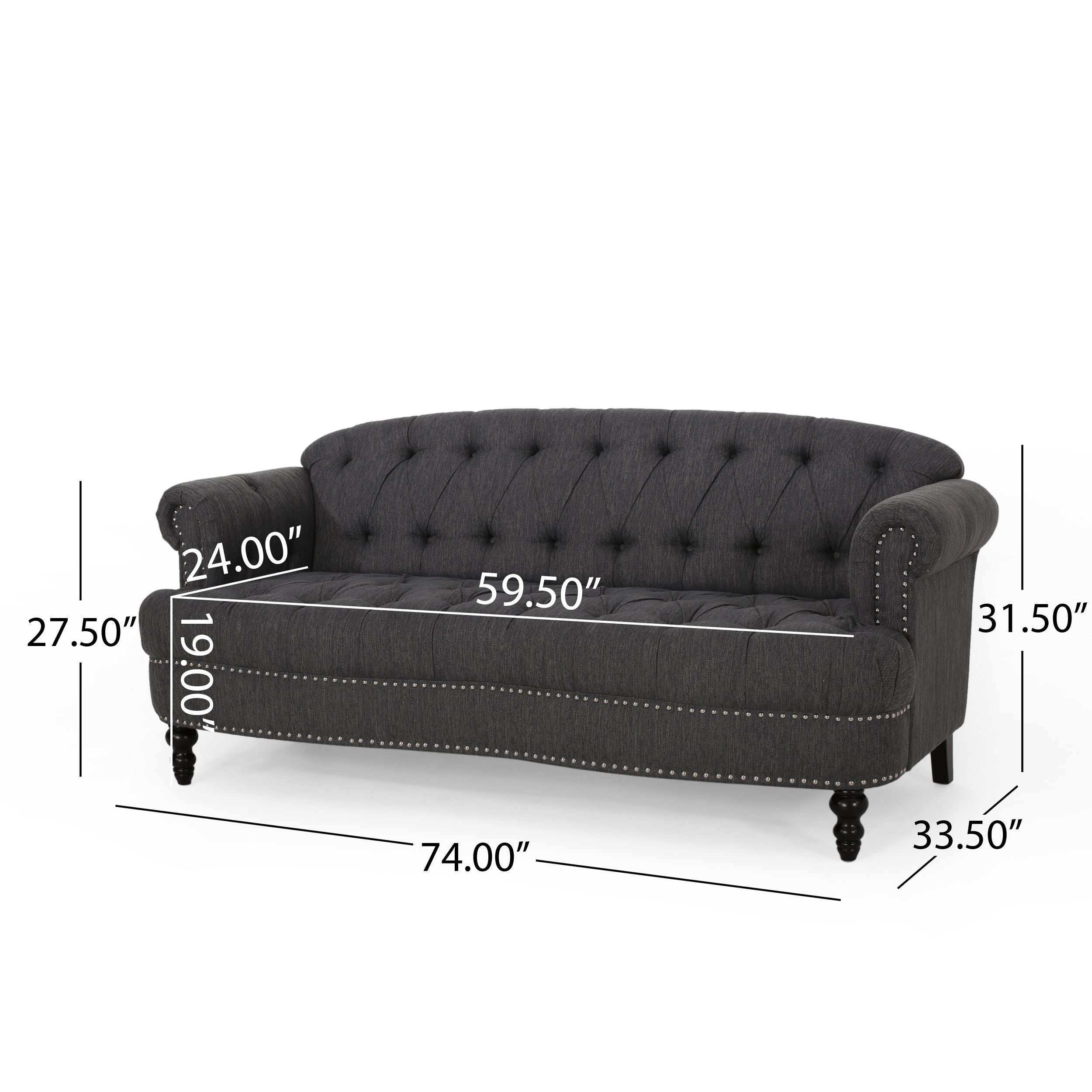 Elspeth Contemporary Deep Tufted Sofa with Nailhead Trim