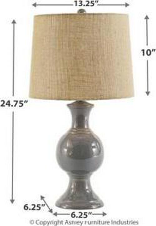 Signature Design by Ashley Magdalia Contemporary 26 Glazed Ceramic Table Lamp， Gray