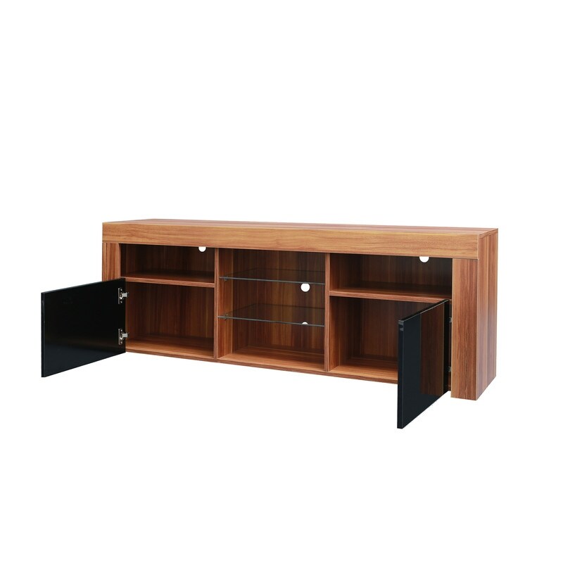 Wood LED TV Stand Media Cabinet with Doors and Shelves for 55 inch TV   58 inches in width