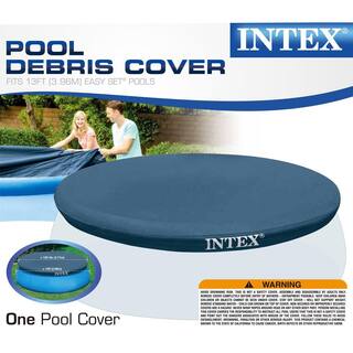 Intex 13 ft. Round PVC Vinyl Easy Set Above Ground Rope Tie Leaf Pool Cover 28026E