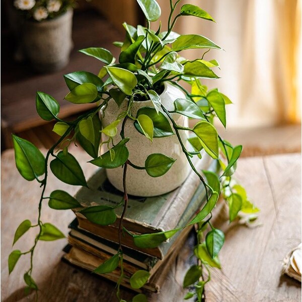 RusticReach Artificial Devil's Ivy Plant in White Pot