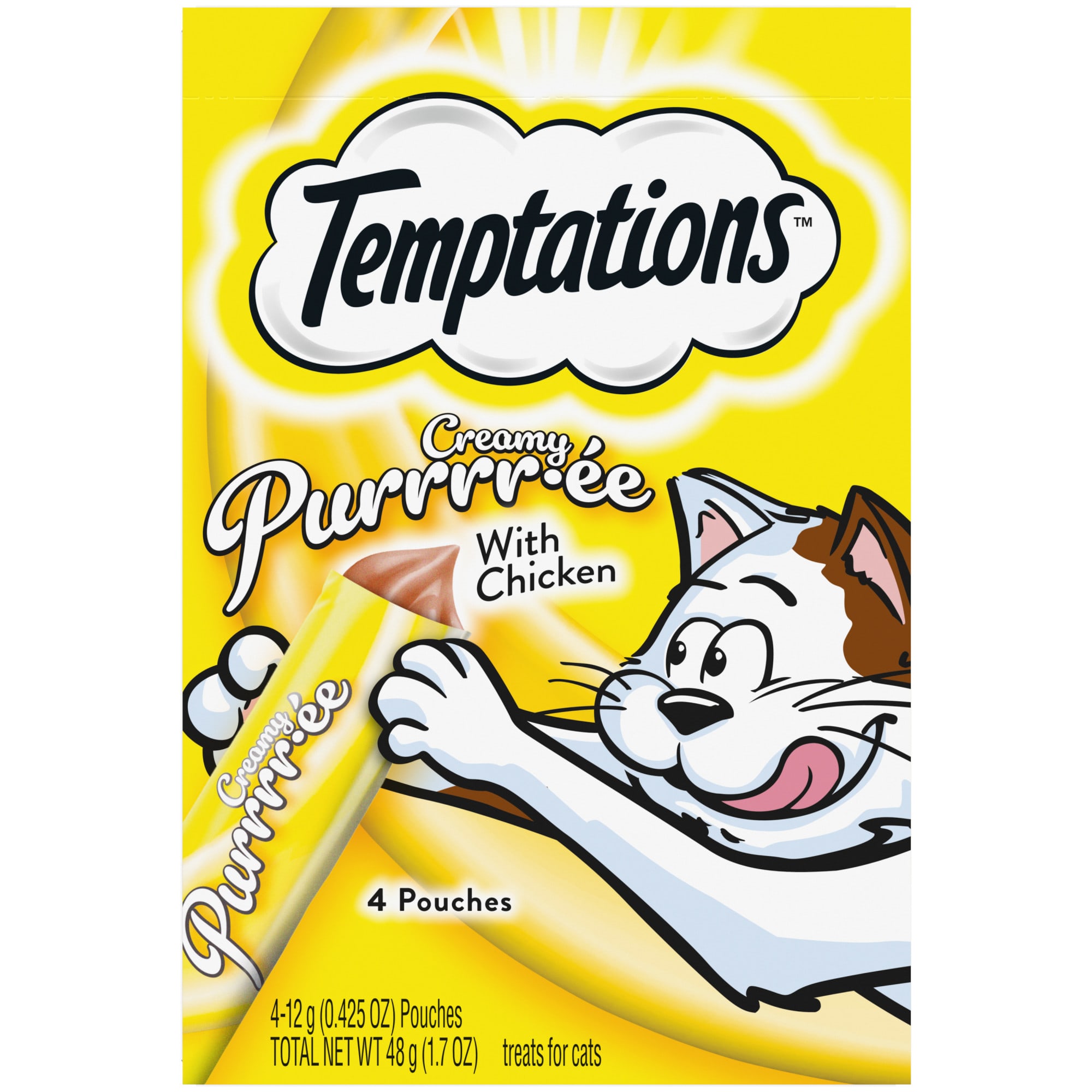 Temptations Creamy Purrrr-ee with Chicken Cat Treats， 1.7 oz.