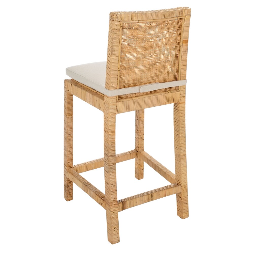 SAFAVIEH Tojo 24 inch Cane Counter Stool with Cushion   22.6\