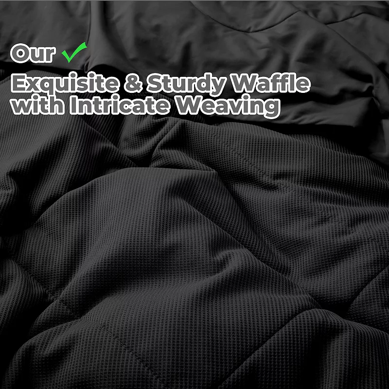 Unikome Reversible Oversize Blanket Waffle Design with 100% Silky Fabric for Hot Sleepers Comfort