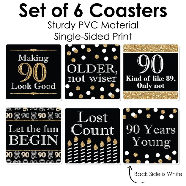 Big Dot Of Happiness Adult 90th Birthday Gold Funny Birthday Party Decorations Drink Coasters Set Of 6