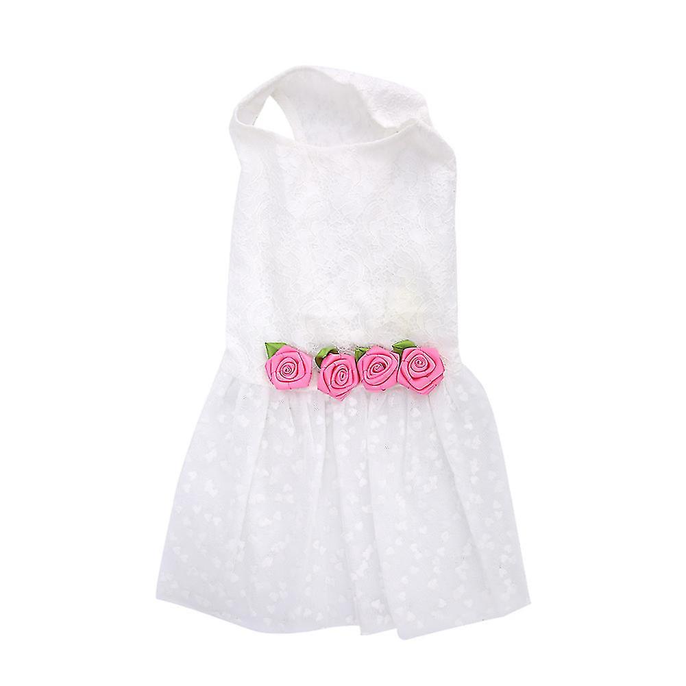 Fashionable Cute Delicate Lace Flower Party Small Pet Puppy Dog Princess Skirt Dress Clothes(M)