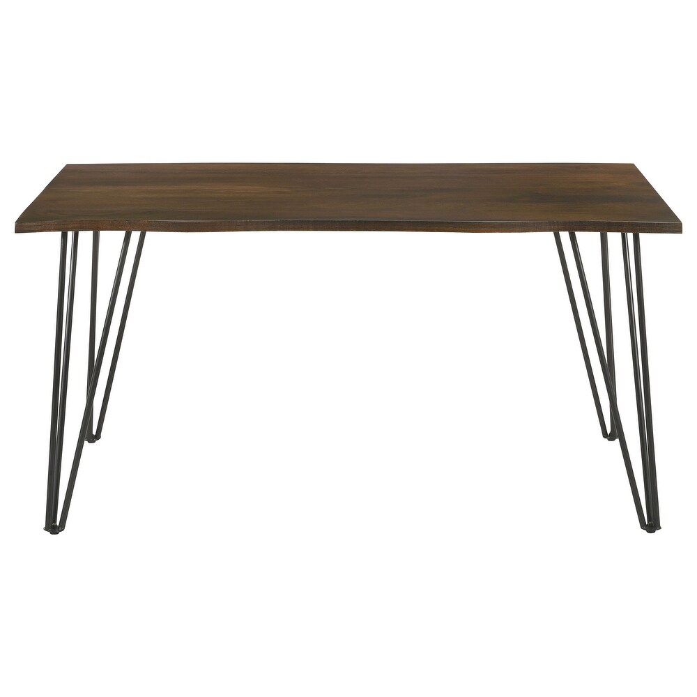 Coaster Furniture Topeka Live edge Dining Table Mango Cocoa and Gunmetal   60.00'' x 36.00'' x 30.00''