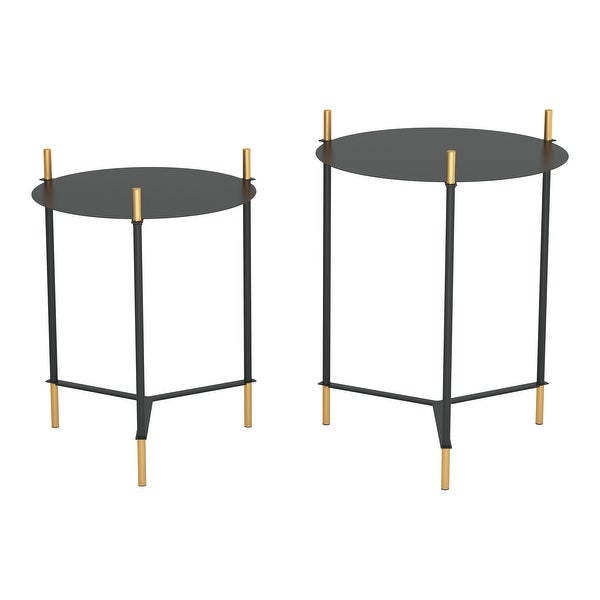 Blue Brook of 2 Jerry Side Tables Black and Gold