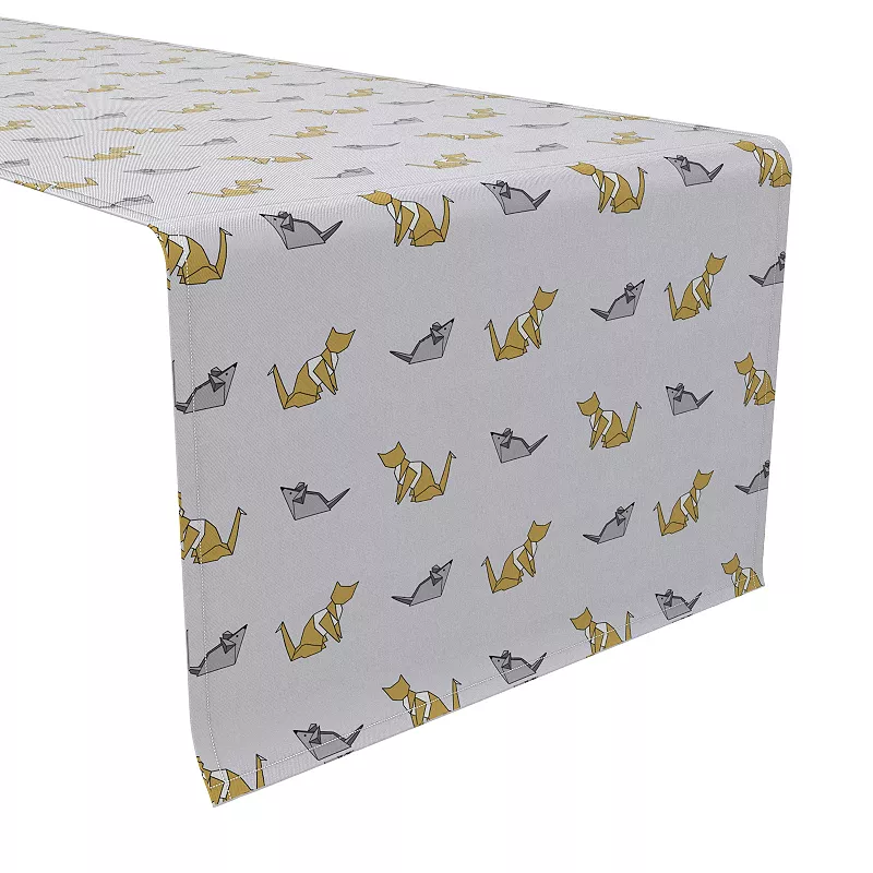 Table Runner， 100% Cotton， 16x108， Origami Cats