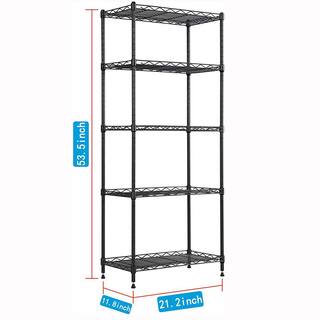 Black 5-Tier Metal Garage Storage Shelving Unit (21.2 in. W x 53.5 in. H x 11.8 in. D) shelve-589