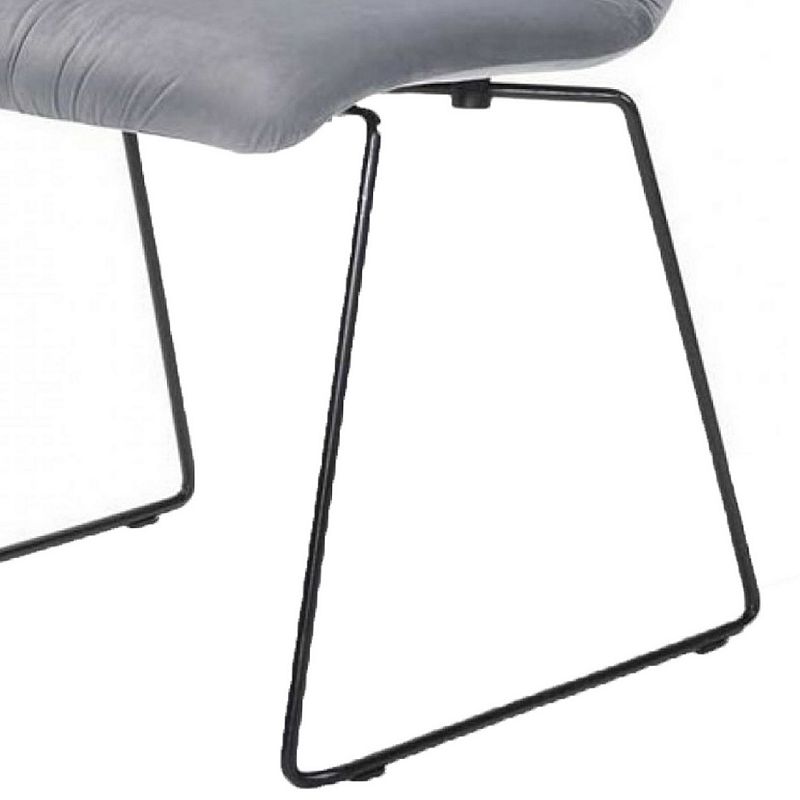 Fabric Tufted Metal Dining Chair with Sled Legs Support， Set of 2， Gray