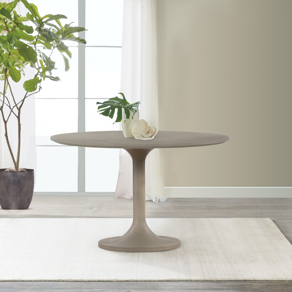 Armen Living Pippa Tulip Style Stone  ampMetal Dining Table in Gray   Industrial   Coffee Table Sets   by HedgeApple  Houzz